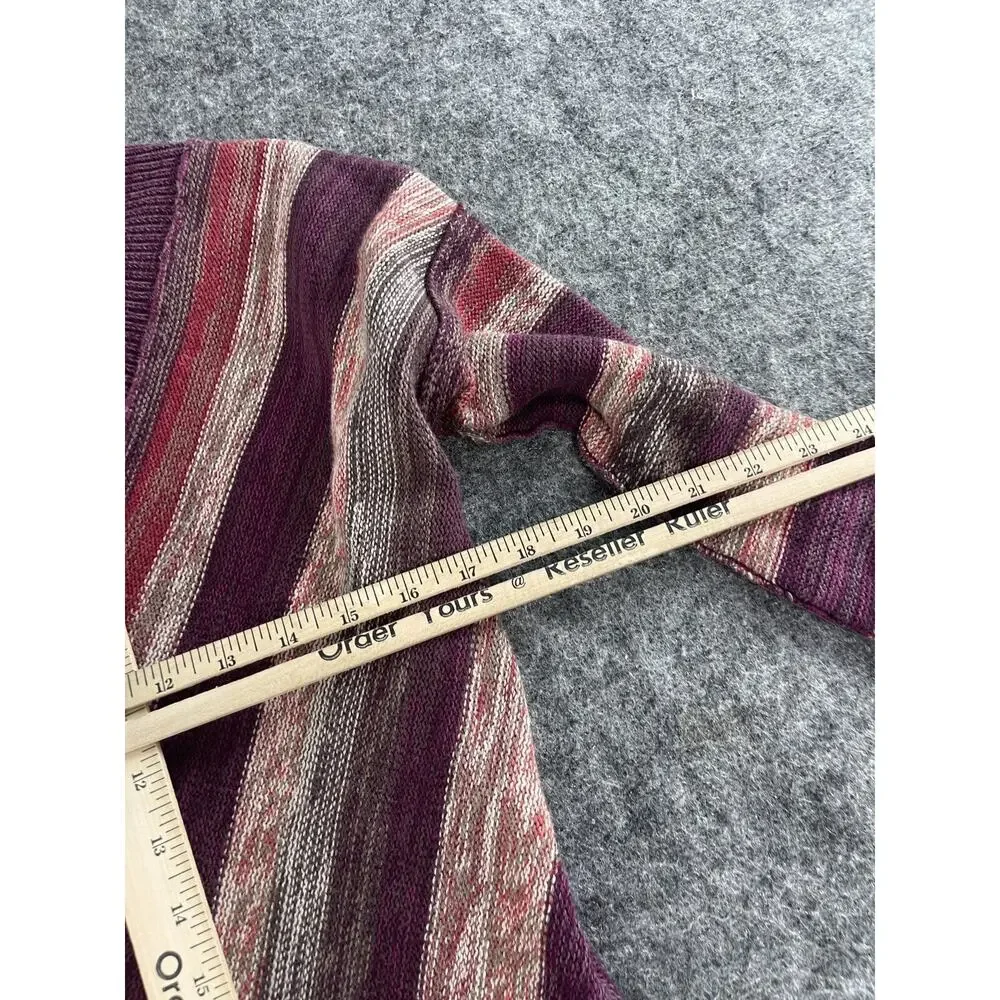 Free People Sweater Women Small Purple Striped Pullover V Neck Shirt Wool N126